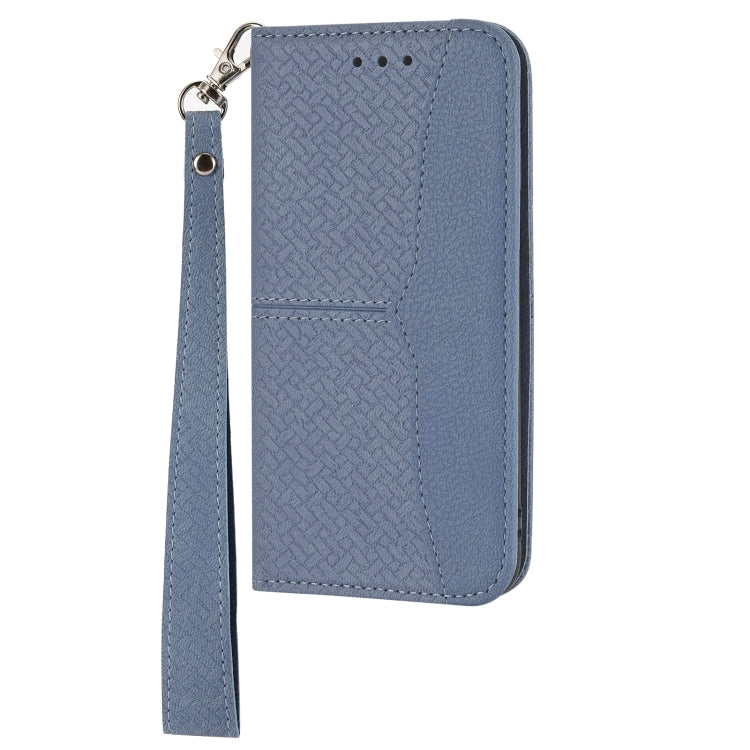 Para Huawei P50 Pro Woven Texturing Costura Magnética Horizontal Flip PU Funda de cuero con soporte y tragamonedas y billetera y cordón (gris)