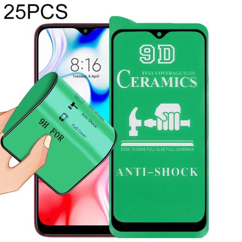Para Xiaomi Redmi 8 25 PCS 9D Pantalla completa Pegamento completo Película de cerámica