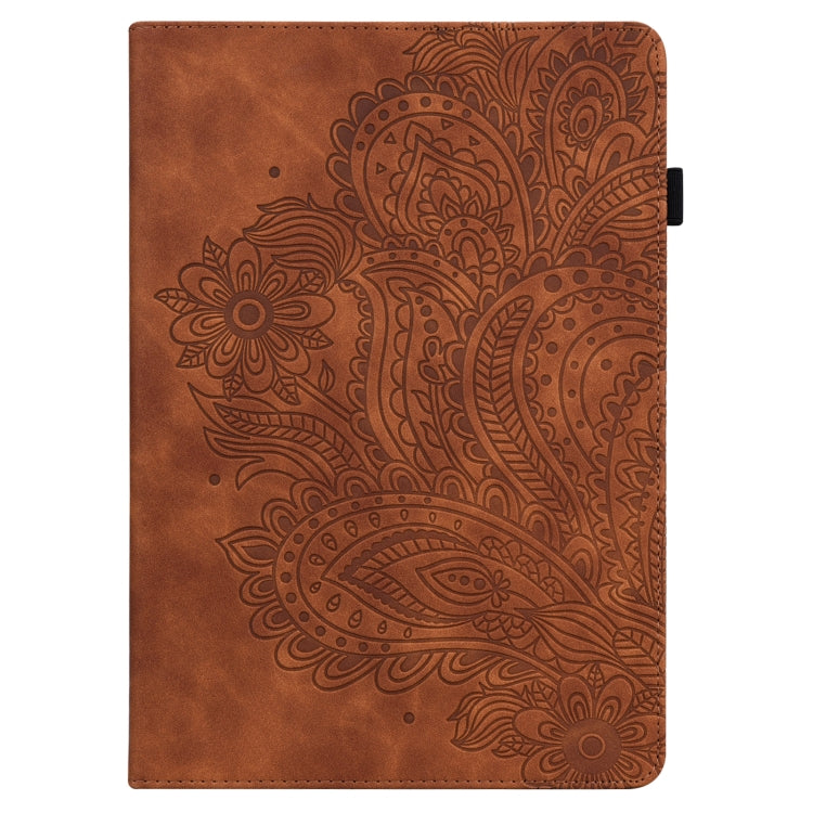 Para Xiaomi Pad 5 Pro / Pad 5 Papacock patrón en relieve TPU + PU Funda de cuero Horizontal Flip de PU con soporte y ranuras para tarjetas y Función de desvanecimiento / desvanecimiento (Marrón)