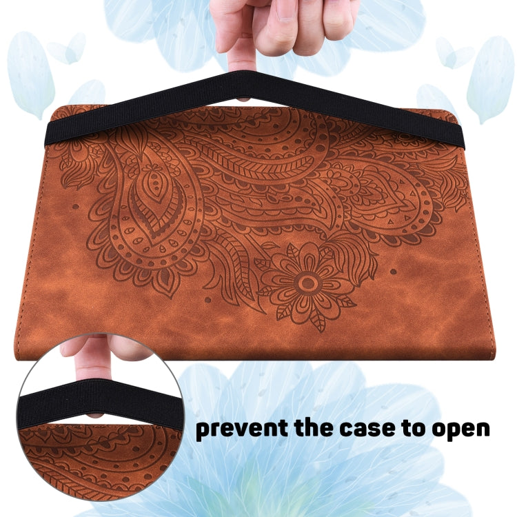 Para Xiaomi Pad 5 Pro / Pad 5 Papacock patrón en relieve TPU + PU Funda de cuero Horizontal Flip de PU con soporte y ranuras para tarjetas y Función de desvanecimiento / desvanecimiento (Marrón)