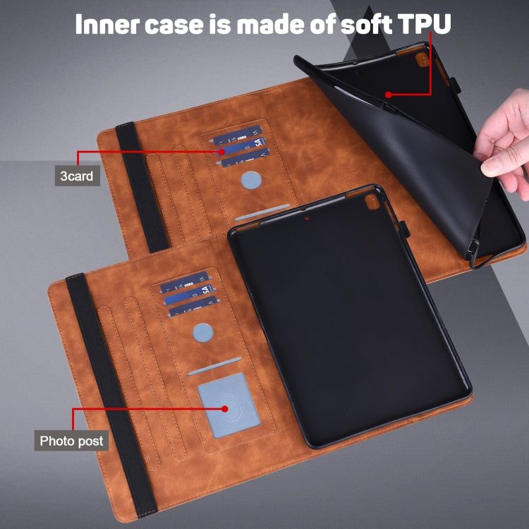 Para Xiaomi Pad 5 Pro / Pad 5 Papacock patrón en relieve TPU + PU Funda de cuero Horizontal Flip de PU con soporte y ranuras para tarjetas y Función de desvanecimiento / desvanecimiento (Marrón)