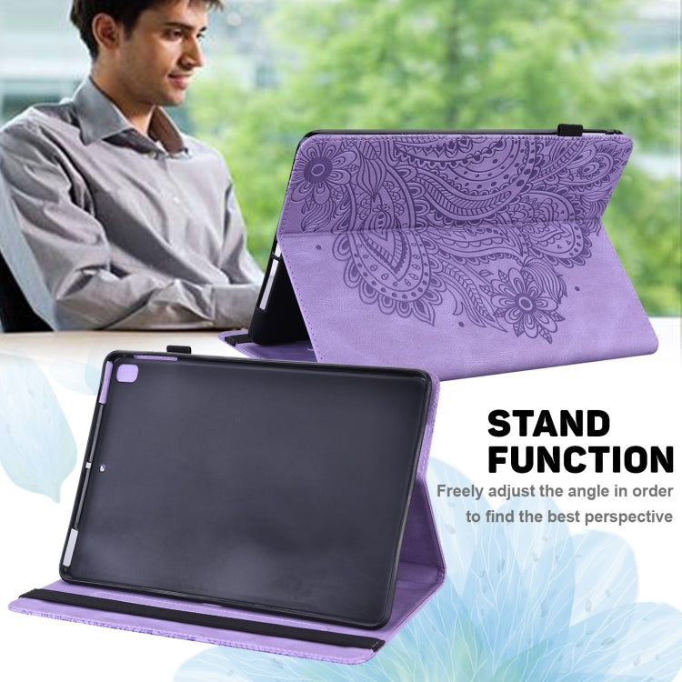 Para Xiaomi Pad 5 Pro / Pad 5 Papacock patrón en relieve TPU + PU Funda de cuero horizontal de la PU con soporte y ranuras para tarjetas y Función de desvanecimiento / desvanecimiento (púrpura)