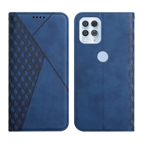 Para Motorola Edge S Diamond Pattern Splicing Splicing Siente Magnético Funda de cuero Horizontal Flip con ranuras y soporte para tarjetas y billetera (azul)