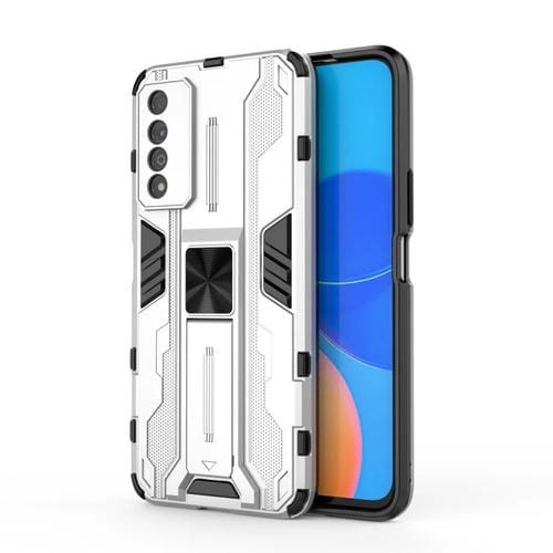 Para el honor PLAY 5T PRO SUPERSONIC PC + TPU Funda protectora a prueba de golpes con titular (plata)