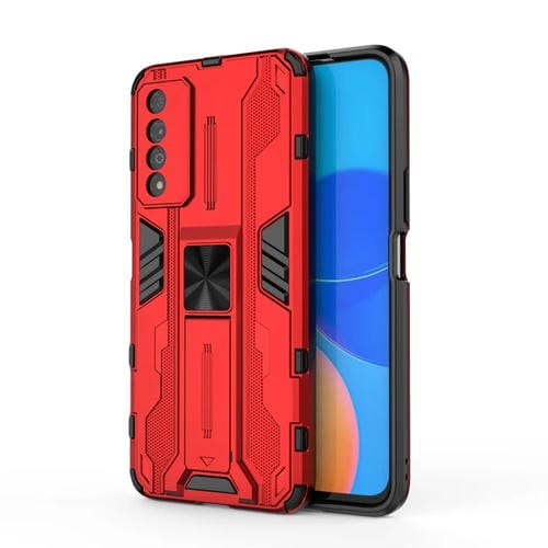 Para Honor Play 5T Pro Supersonic PC + TPU Funda protectora a prueba de golpes con titular (rojo)