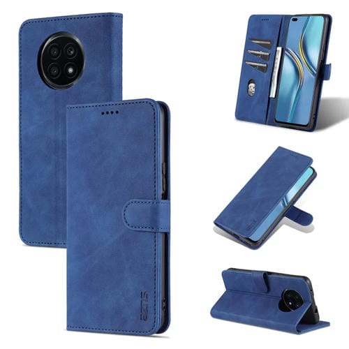 Para Honor X20 AZNS Siente la piel de la piel de la carne de la carne de cuero Horizontal Flip Funda con ranuras y soporte para tarjetas y billetera (azul)