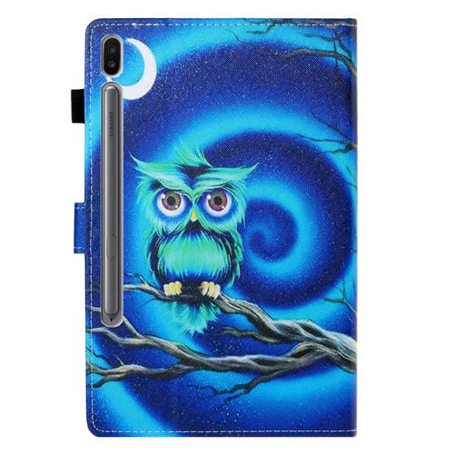 Funda para Tablet Galaxy Tab S6 T860 Cuero Pu Tapa Horizontal Dibujo Color Soporte Ranura Tarjeta Función Reposo (Moon Owl)