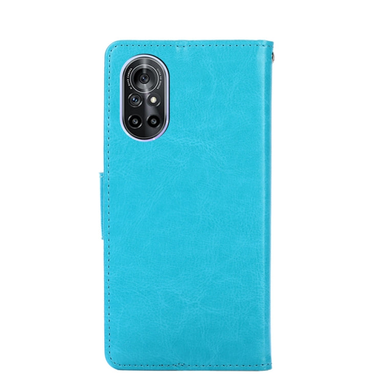 Para Huawei Nova 8 Crystal Texture Horizontal Flip Funda de cuero con soporte y tragamonedas y billetera (azul claro)