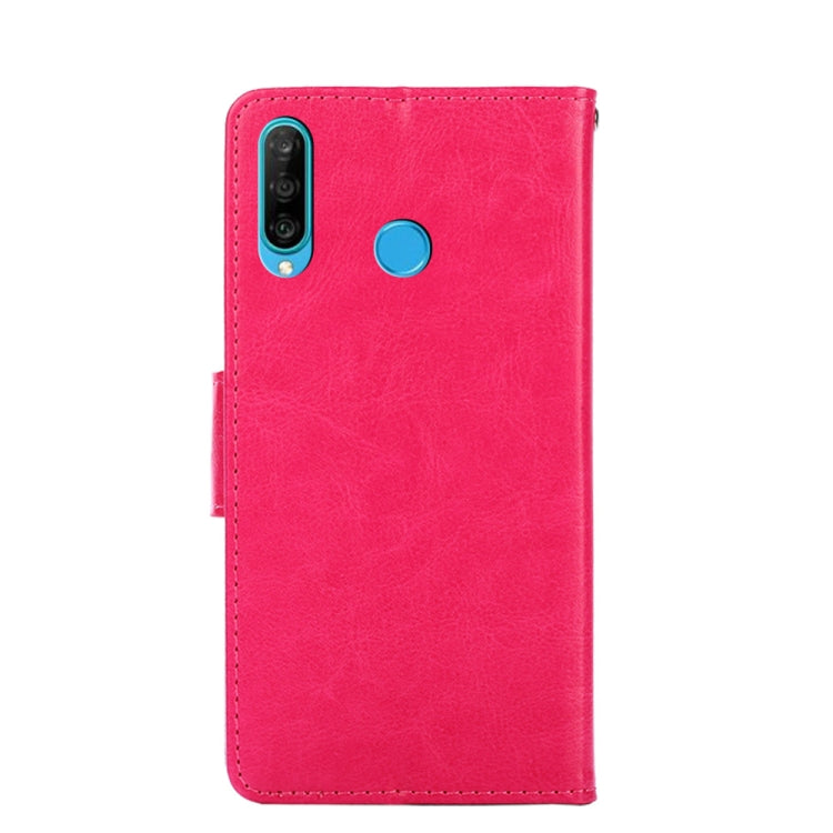 Para Huawei Nova 4e Crystal Texture Horizontal Flip Funda de cuero con soporte y ranuras para tarjeta y billetera (Rose Rojo)