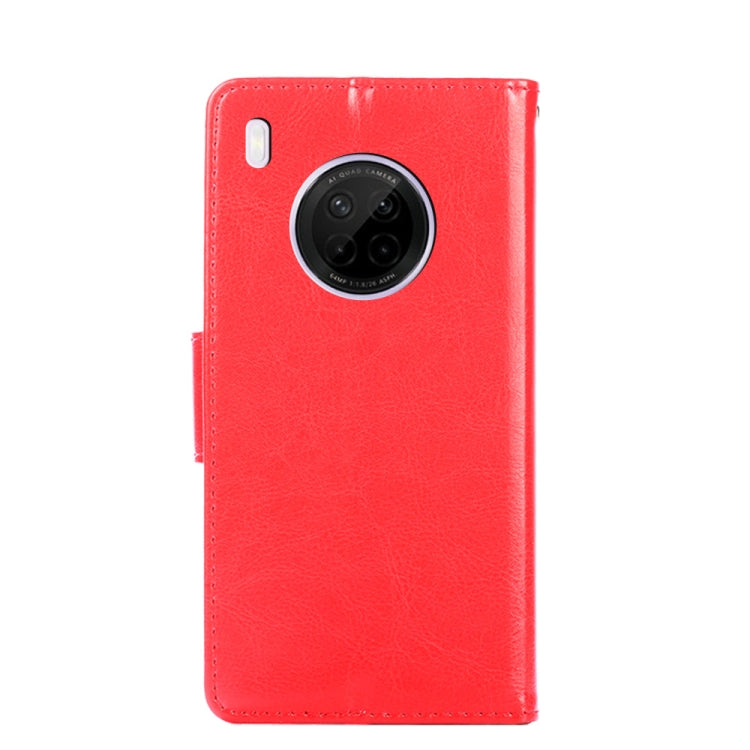 Para Huawei Y9A caja de cuero horizontal de la textura de cristal con soporte y ranuras para tarjetas y billetera (rojo)