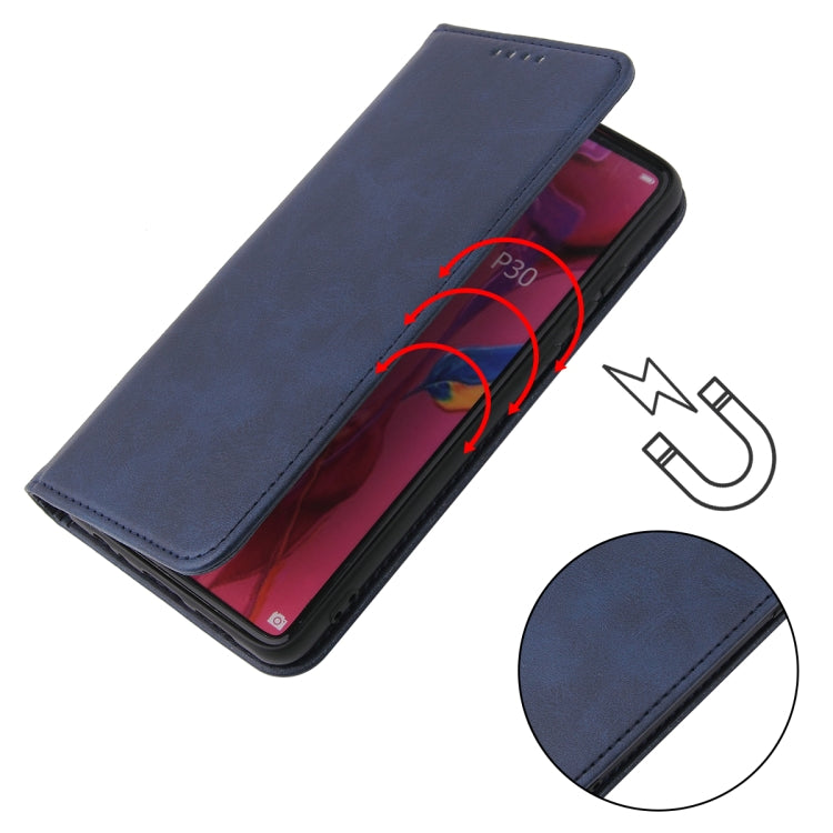 Para Huawei P30 Calf Texture Horizontal Flip Funda de cuero con soporte y ranuras para tarjetas y billetera (azul)