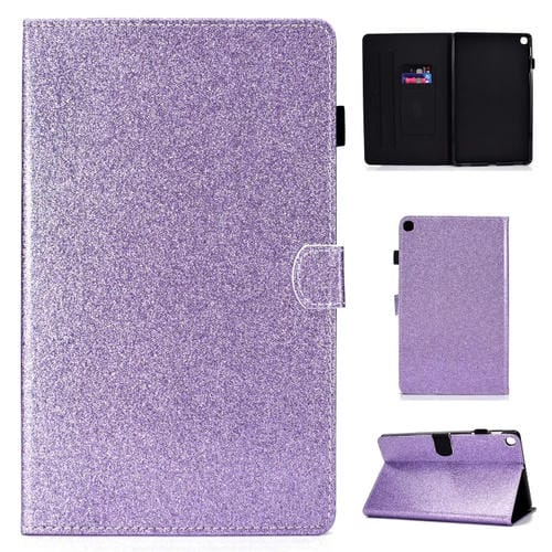 Funda de Cuero Galaxy Tab a 8.0 & S Pen P200 Varnish Glitter Powder con Tapa Soporte y Ranura para Tarjeta (Púrpura)