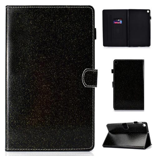 Funda de Cuero Galaxy Tab A 10.1 (2019) T510 Varnish Glitter con Tapa y Soporte (Negro)