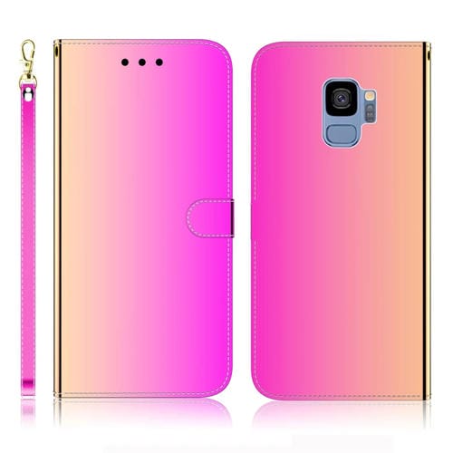 Estuche de Cuero para Galaxy S9 con Tapa Horizontal, Espejo Imitado, Soporte, Ranuras para Tarjetas, Billetera y Cordón (Degradado)