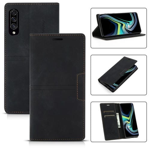 Funda para Samsung Galaxy A50 A30S A50S Cuero PU Flip Horizontal con Soporte Ranura y Billetera (Negro)