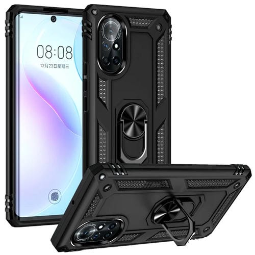 Para Huawei Nova 8 TPU a prueba de golpes TPU + PC Funda telefónica con soporte giratorio de 360 grados (negro)