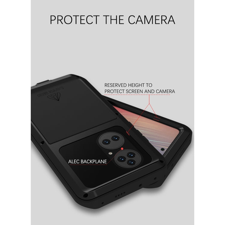 Para Huawei P50 Pro Love Mei Metal a prueba de golpes impermeable a prueba de polvo Funda protectora sin vidrio (verde)