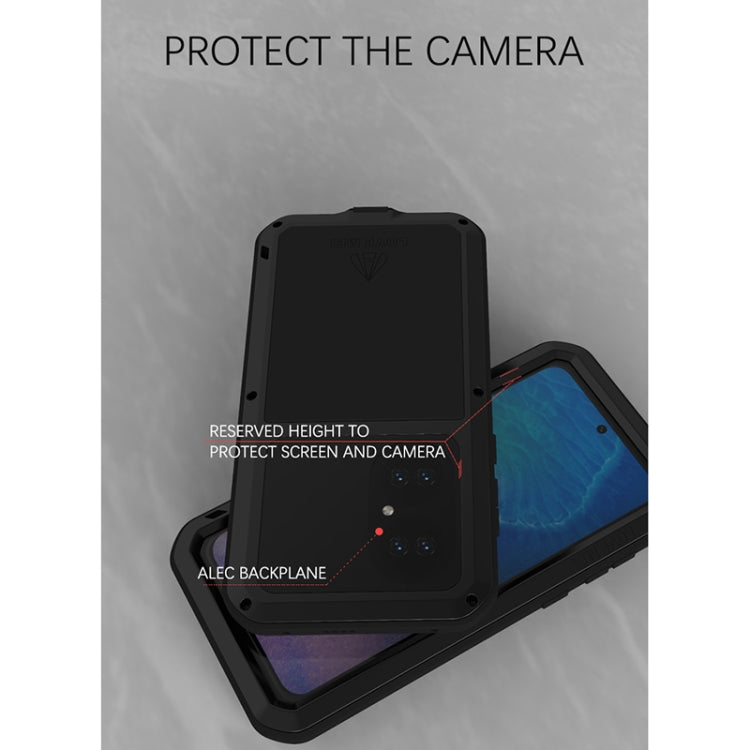 Para Huawei P50 Love Mei Metal a prueba de golpes a prueba de agua, caja protectora a prueba de polvo con vidrio (plata)