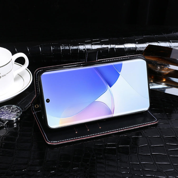 Para Huawei Nova 9 Idewei Cocodrilo Textura Horizontal Flip Funda de cuero con soporte y tragamonedas y billetera (azul oscuro)