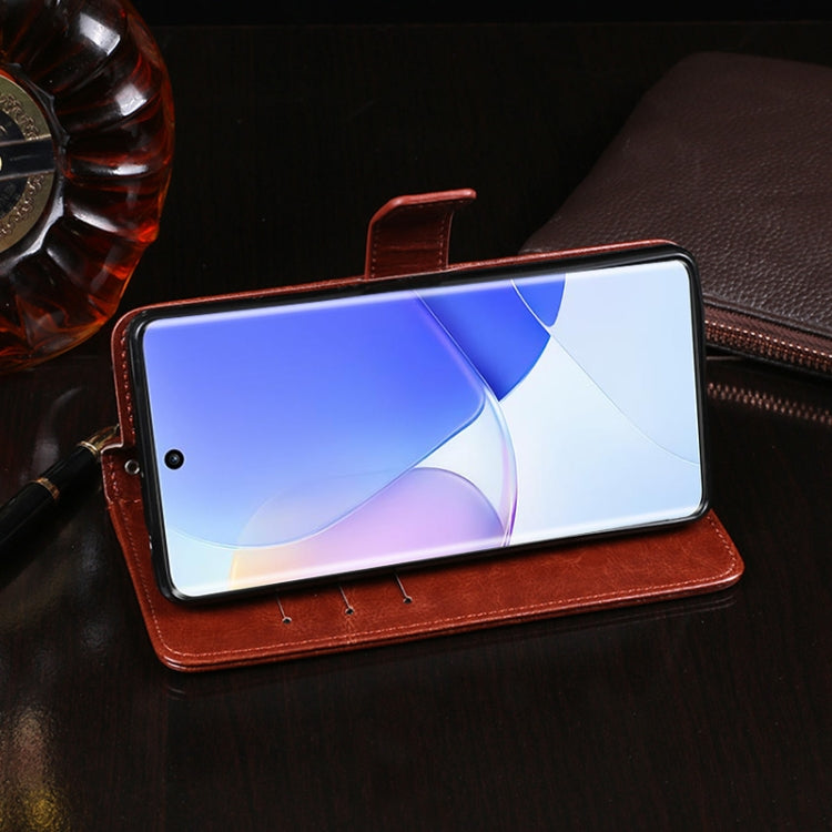 Para Huawei Nova 9 PRO Idewei Crazy Horse Texture Funda de cuero con soporte y tragamonedas y billetera (azul)