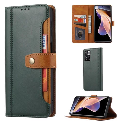 Para Xiaomi Redmi Note 11 / POCO M4 PRO TEXTURE TEXTURE DOBLE DOW DOW CUERO DE CUERO DE CUERO (verde)