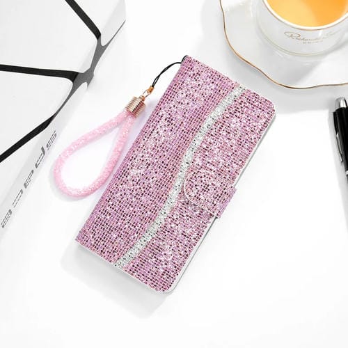 Funda de Cuero para Samsung Galaxy A73 Glitter en Polvo (Rosa)