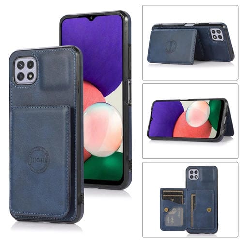 Funda para Samsung Galaxy A22 5G Textura de Tarjeta Magnética PU (Azul)