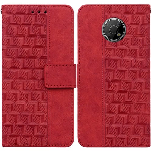 Para NOKIA G300 Caja de cuero en relieve geométrico (rojo)