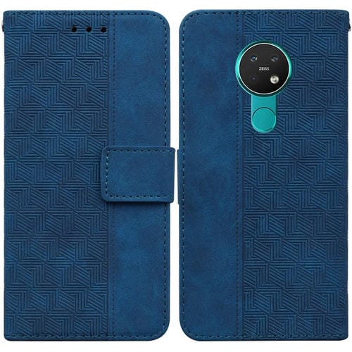 Para Nokia 6.2 / 7.2 Caja de cuero geométrico en relieve (azul)