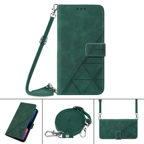 Para Xiaomi Redmi Note 11 Pro 5G/4G Global Crossbody 3D Funda de cuero con tapa en relieve para teléfono (Verde oscuro)