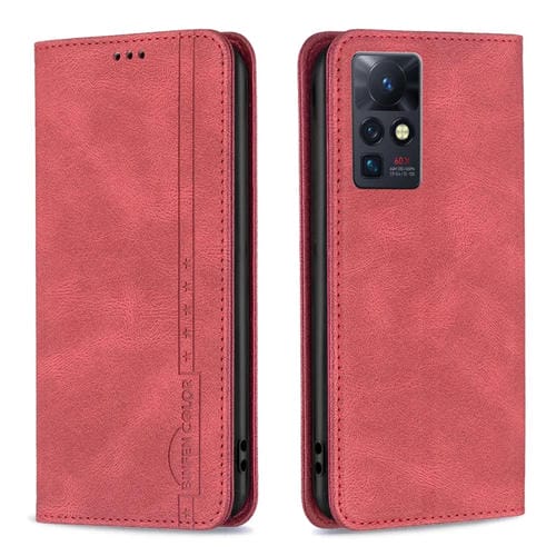 Para infinix cero x / x pro magnético rfid bloqueando la caja del teléfono antirrobo de cuero (rojo)