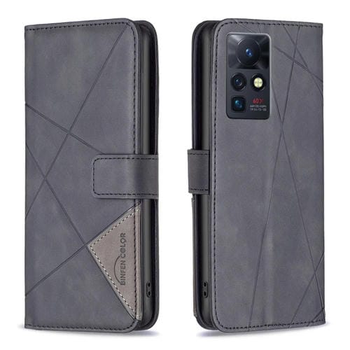 Para infinix cero x / x pro bf05 hebilla magnética rhombus textura de textura de cuero estuche (negro)