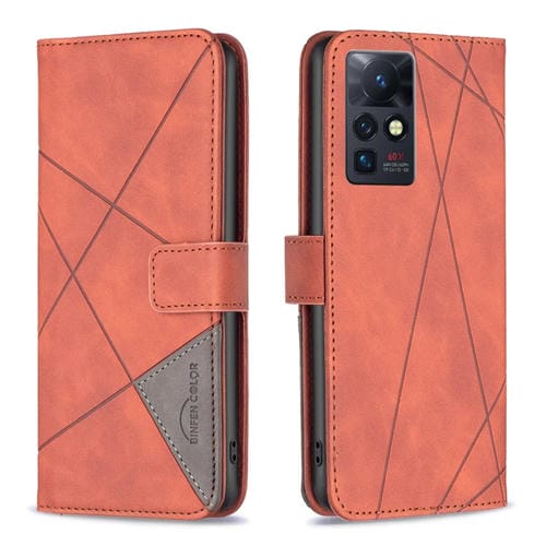 Para infinix cero x / x pro bf05 hebilla magnética rhombus textura de textura de cuero caja (marrón)