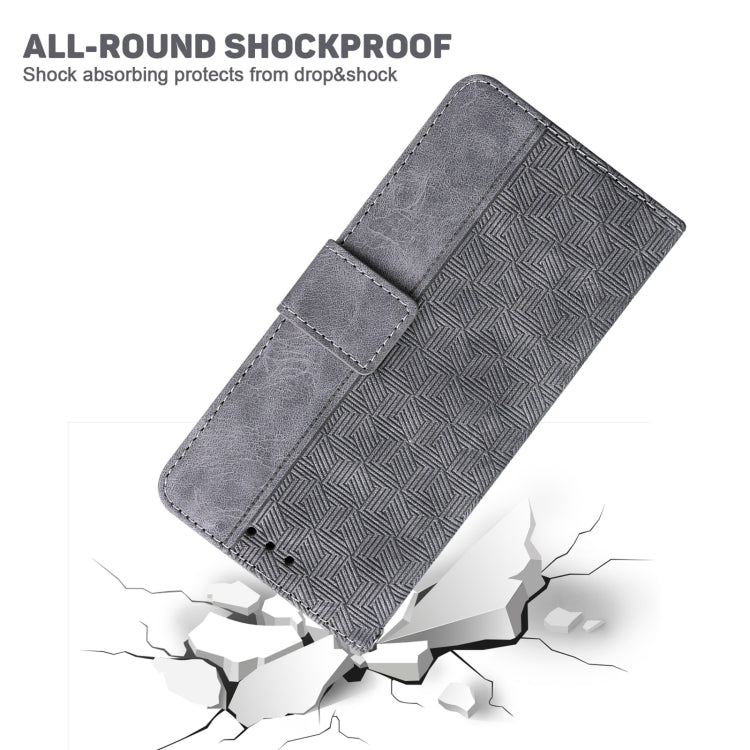 Estuche de Cuero para OnePlus 10R Ace Geometric en Relieve (Gris)