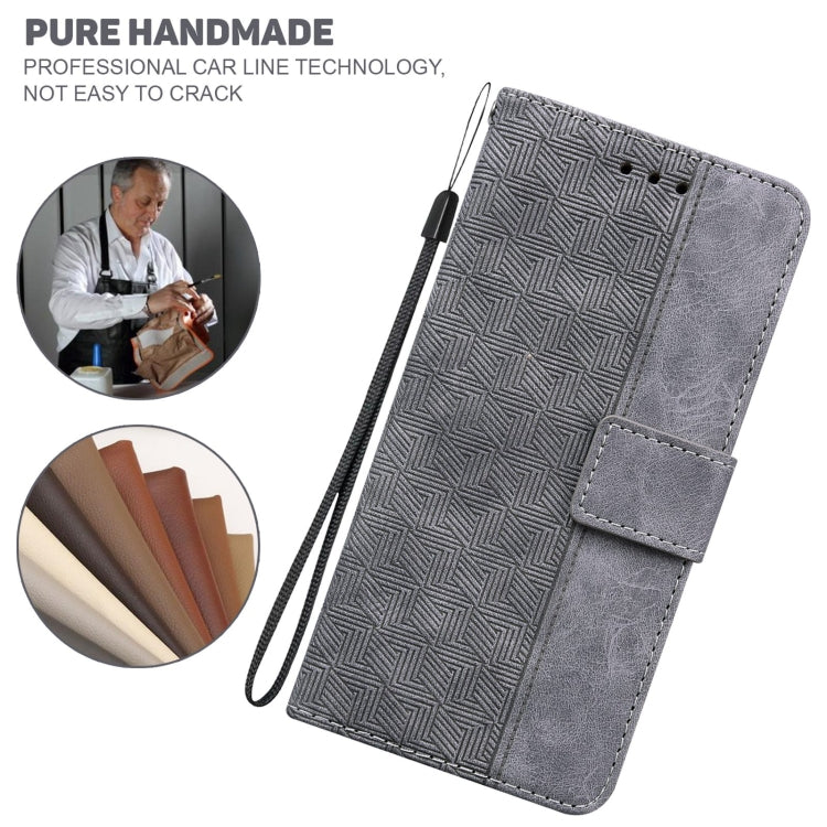 Estuche de Cuero para OnePlus 10R Ace Geometric en Relieve (Gris)