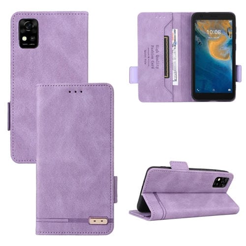 Para ZTE Biade A31 Magnetic Clap Flip Leather Case (púrpura)