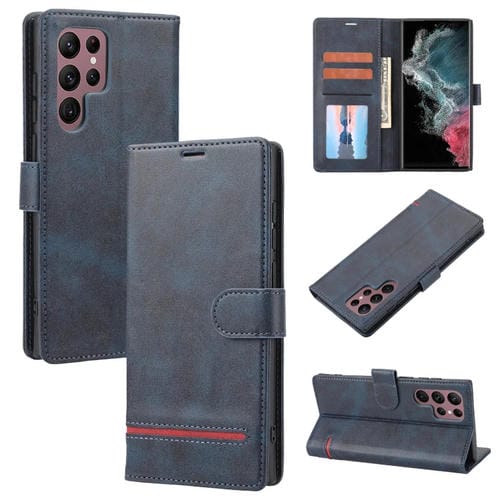 Para Samsung Galaxy S22 Ultra 5G Classic Wallet Flip Leather Case (azul)