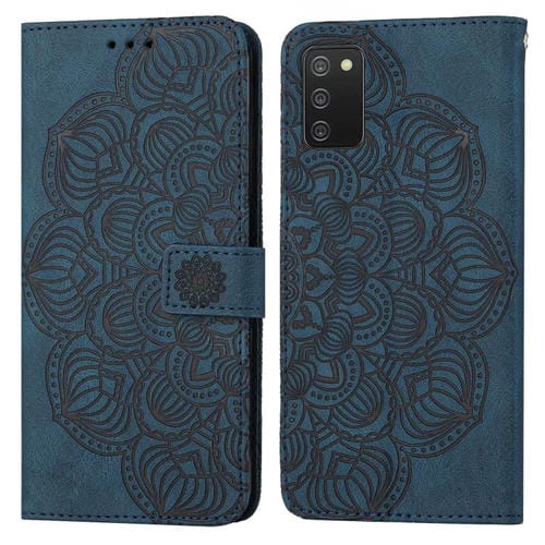 Para Samsung Galaxy A02S 166 mm Mandala Flip Flip Leather Case (azul)