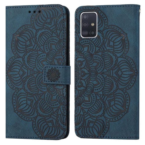 Para Samsung Galaxy A51 4G Mandala Flip Flip Leather Case (azul)