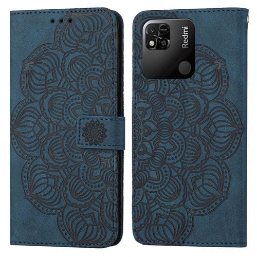 Para Xiaomi Redmi 10C Mandala Flip Flip Leather Case (azul)