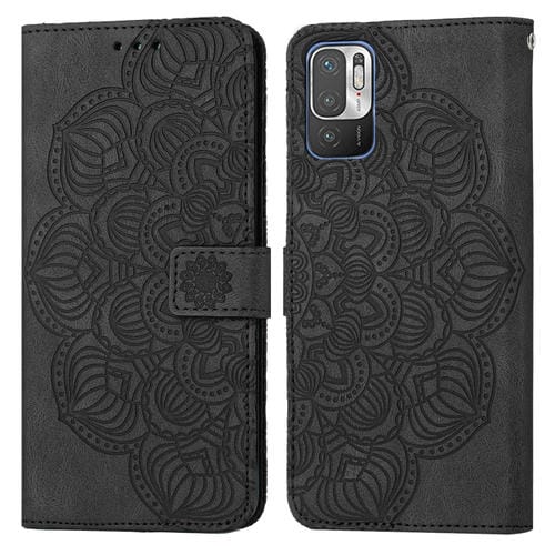 Para Xiaomi Redmi Note 10 5G Mandala Flip Flip Leather Case (negro)