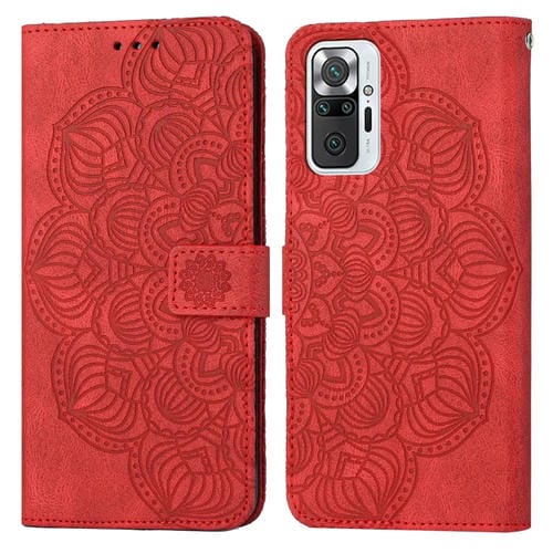 Para Xiaomi Redmi Note 10 Pro 4G Mandala Flip Flip Leather Case (rojo)