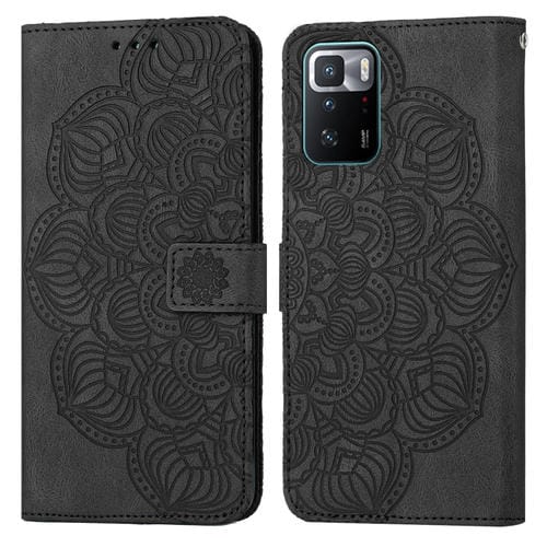 Para Xiaomi Redmi Note 10 Pro 5G Mandala Flip Flip Leather Case (negro)