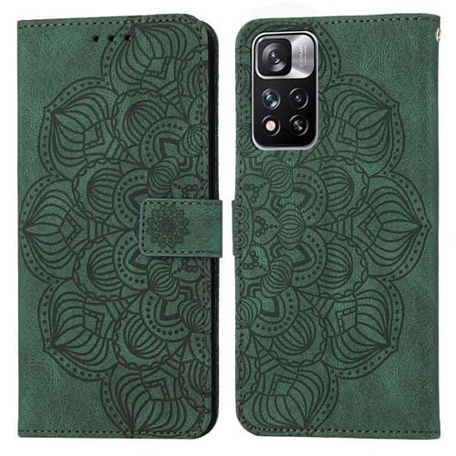 Para Xiaomi Redmi Note 11 Pro 5G Mandala Flip Flip Leather Case (verde)