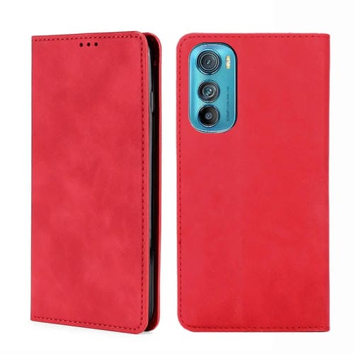 Funda de Cuero Flip Horizontal Magnética para Motorola Edge 30 Skin Feel (Rojo)