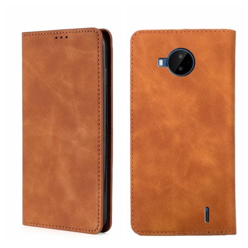Funda para Nokia C20 Plus Skin Feel Tapa Horizontal Magnética de Cuero (Marrón Claro)