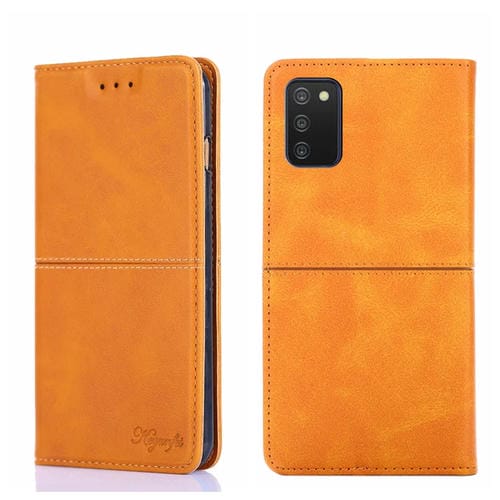 Para Samsung Galaxy A03S 164.2 mm Textura de vaca Magnetic Horizontal Flip Cuero Caja (marrón claro)