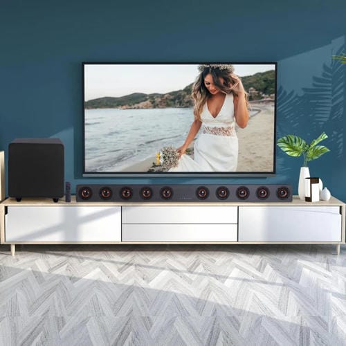 Home Theater Audio D90 Soundbar Subwoofer Bluetooth (Gris Claro)