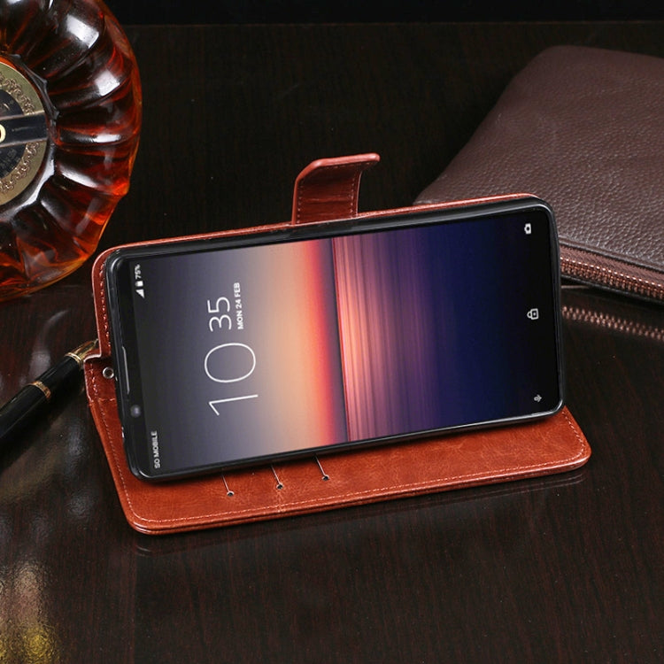 Para Sony Xperia 1 II idewei Crazy Horse Texture Funda de cuero con tapa horizontal con soporte, ranuras para tarjetas y billetera (negro)