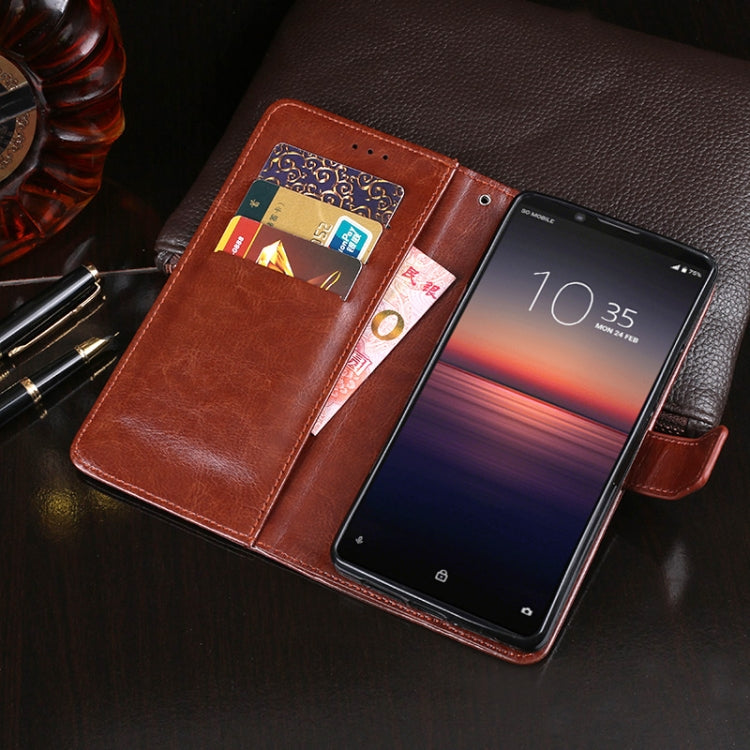 Para Sony Xperia 1 II idewei Crazy Horse Texture Funda de cuero con tapa horizontal con soporte, ranuras para tarjetas y billetera (rojo)
